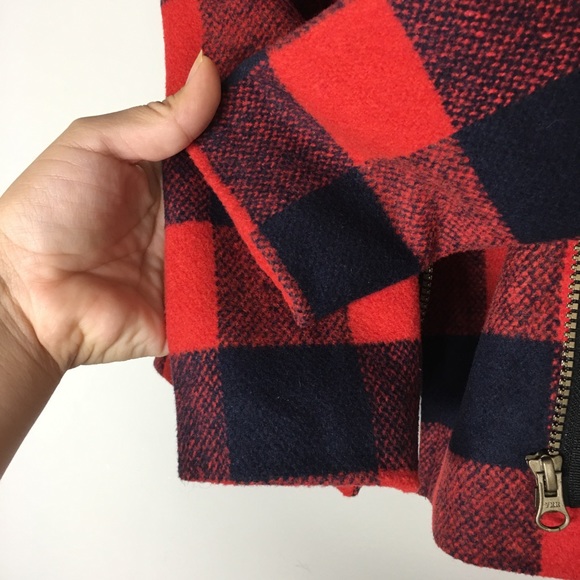 New Girls Moto Buffalo Plaid Peacoat Jacket - Picture 5 of 5
